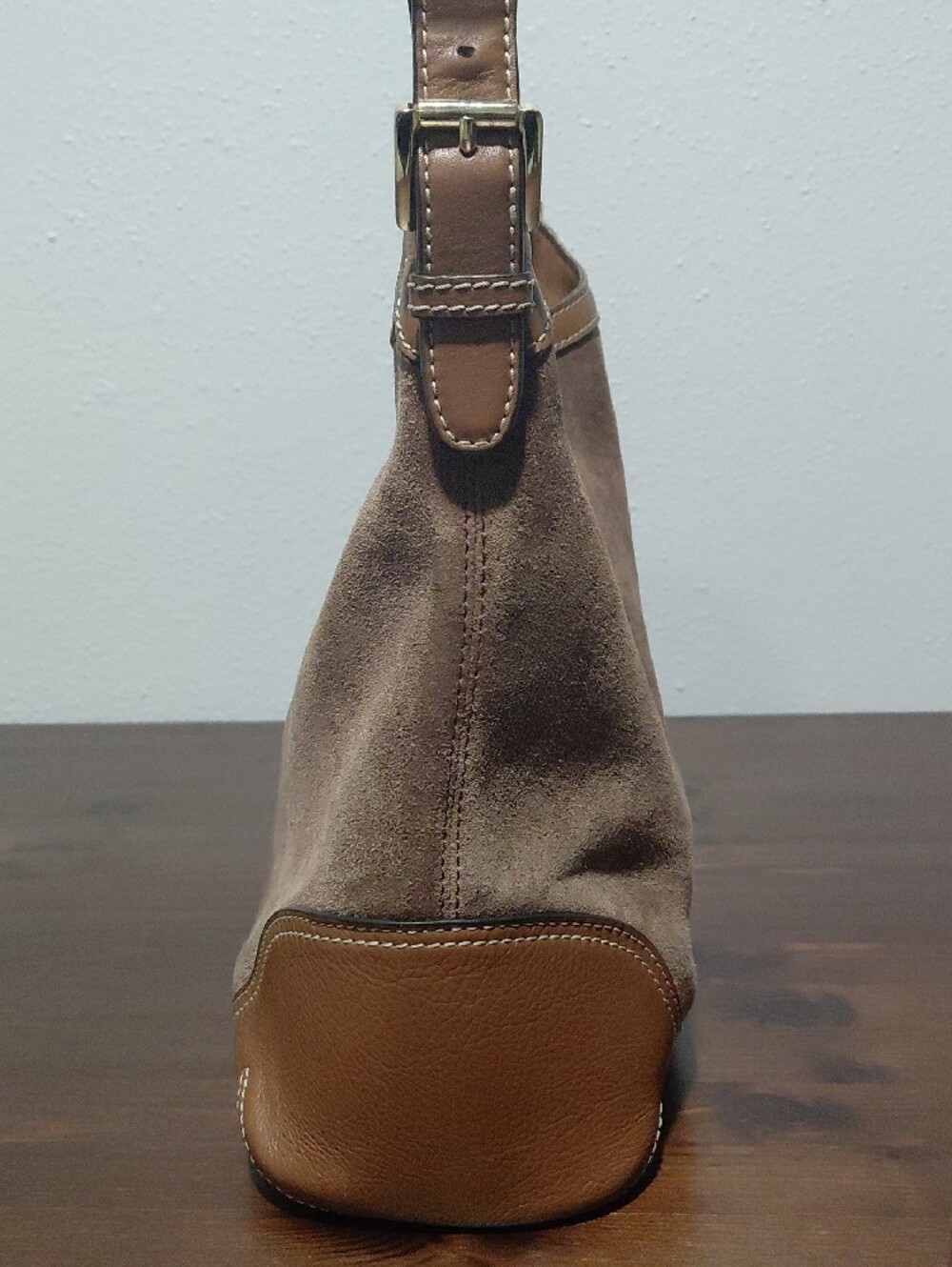 Michael Kors Taupe Suede and Brown Leather Shoulder Bag - Picture 3 of 8